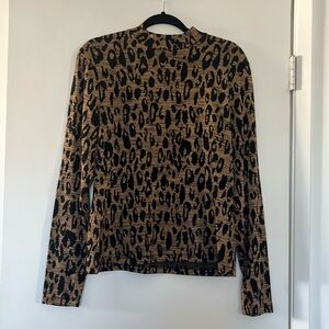 Whistles Leopard Print Long Sleeve Blouse